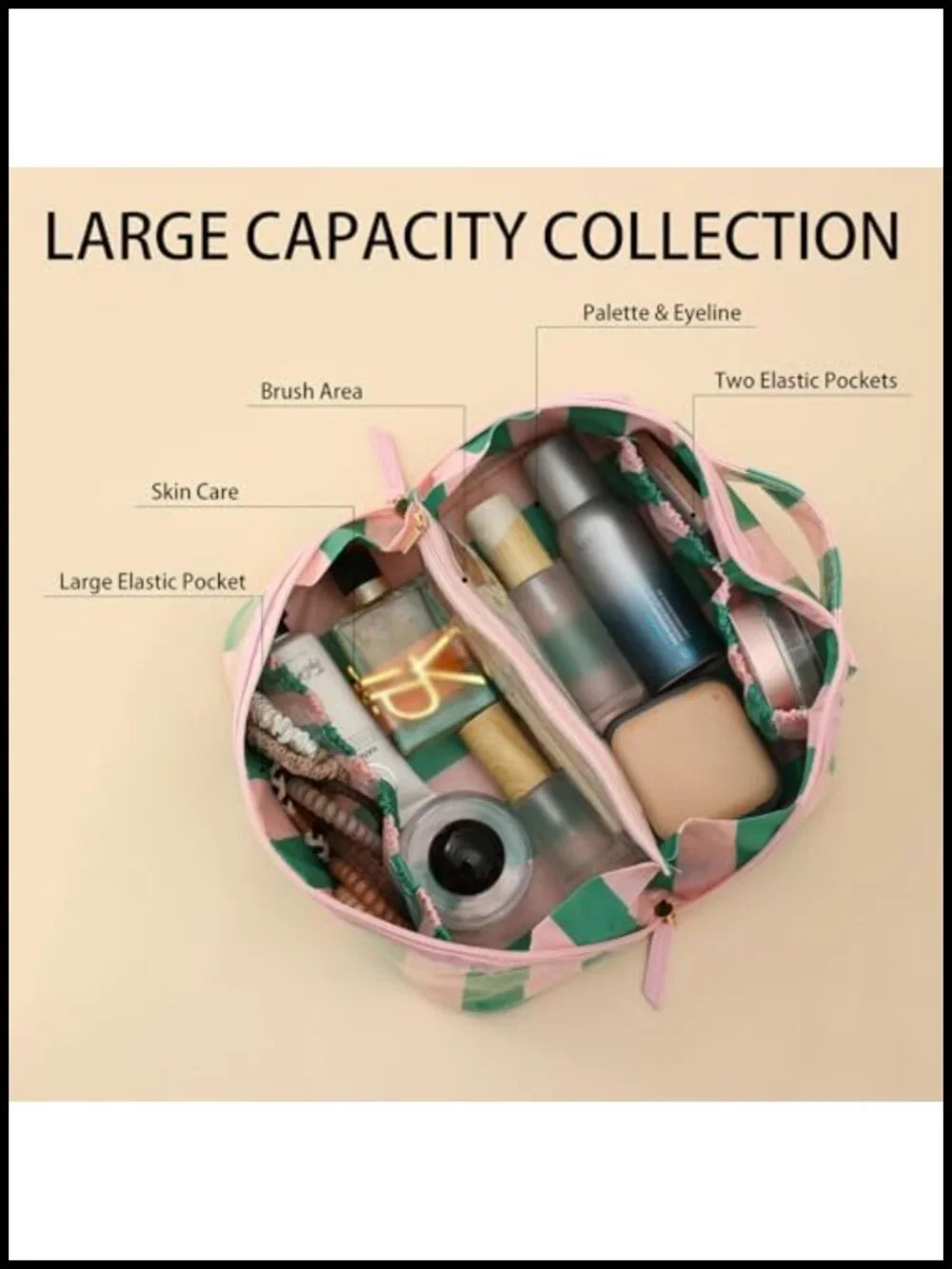 Clear Coated Travel Makeup Bag with Compartments Waterproof